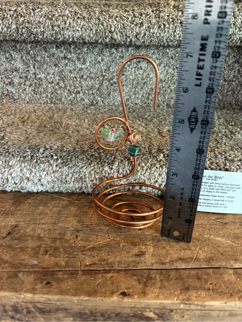 Copper Spiral Hanging Bird Feeder with Decorative Bead - Picture 4 of 4
